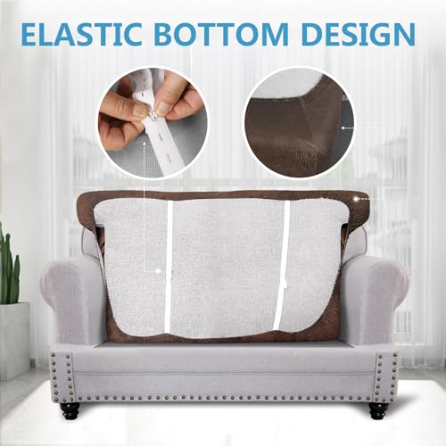 3 Cushion Sofa Brown Stretch Spandex Sofa Slipcovers T944