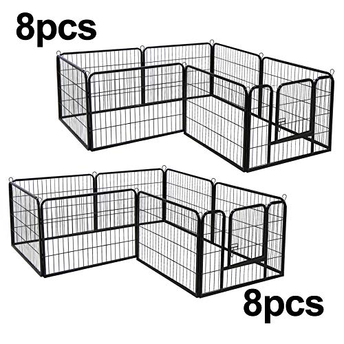 16 Panels 32 in Black Metal Pet Playpen I202