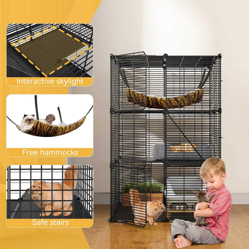 Cat Cage Cat Enclosures Cat Kennel with Extra Large Hammock W19486