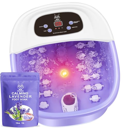 Blue Foot Spa Bath Massager with Heat Bubbles, Vibration Massage, Jets, Red Light, 22 Massage Rollers, Adjustable Temp Q20095