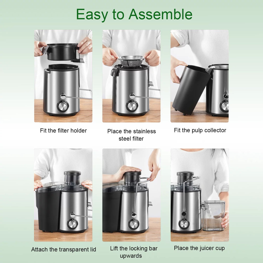 Stainless Steel Compact Centrifugal Juicer with 3'' Wide Mouth F4811