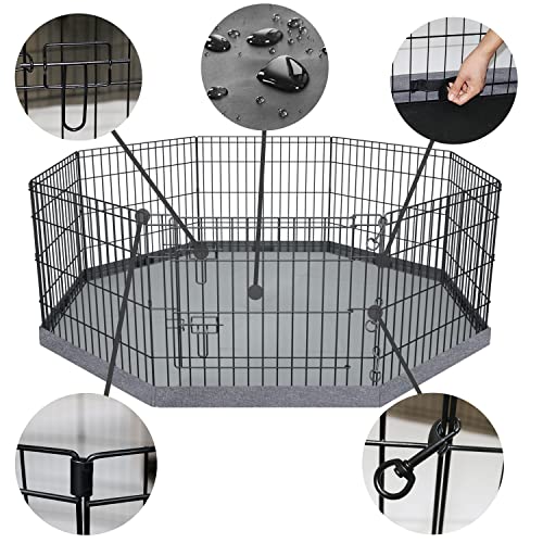 8 Panel 24" W x 24" H Metal Dog Exercise Pen with Bottom Pad O460693