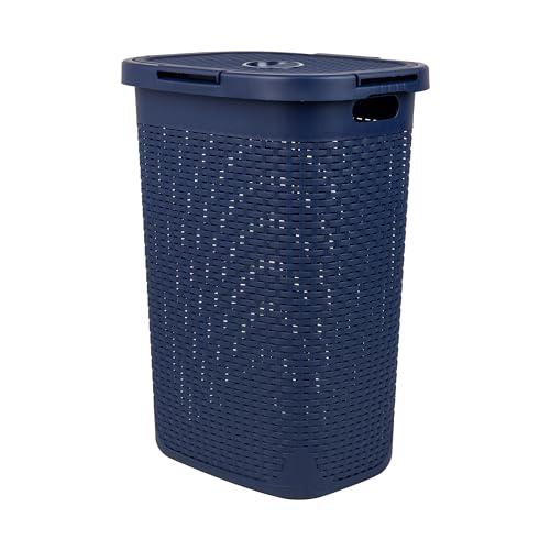 60L Slim Laundry Hamper with Lid, Plastic, Gray, Set of 2 M282