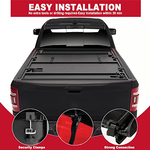 Tri-fold Truck Bed Tonneau Cover Fits 2009-2024 Dodge Ram 1500 Fleetside 5.7ft Bed A2485
