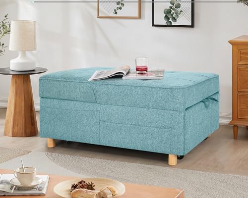 Black Linen Fabric 4-in-1 Convertible Sleeper Sofa Chair Bed M661848