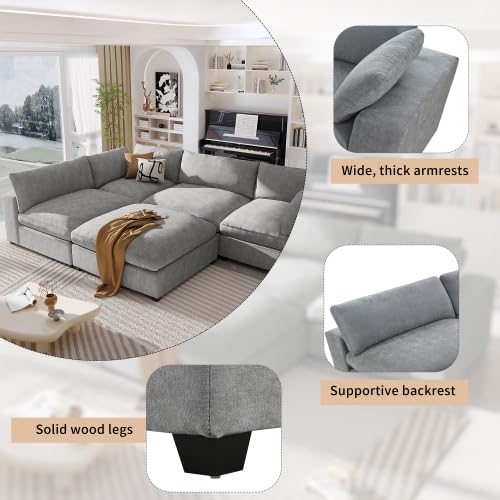 Beige Oversize Modular Sectional Sofa with Removable Ottoman X572646