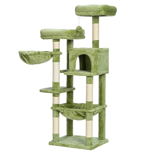 56 inches Smoky Gray Cat Tree with Scratching Posts P7190