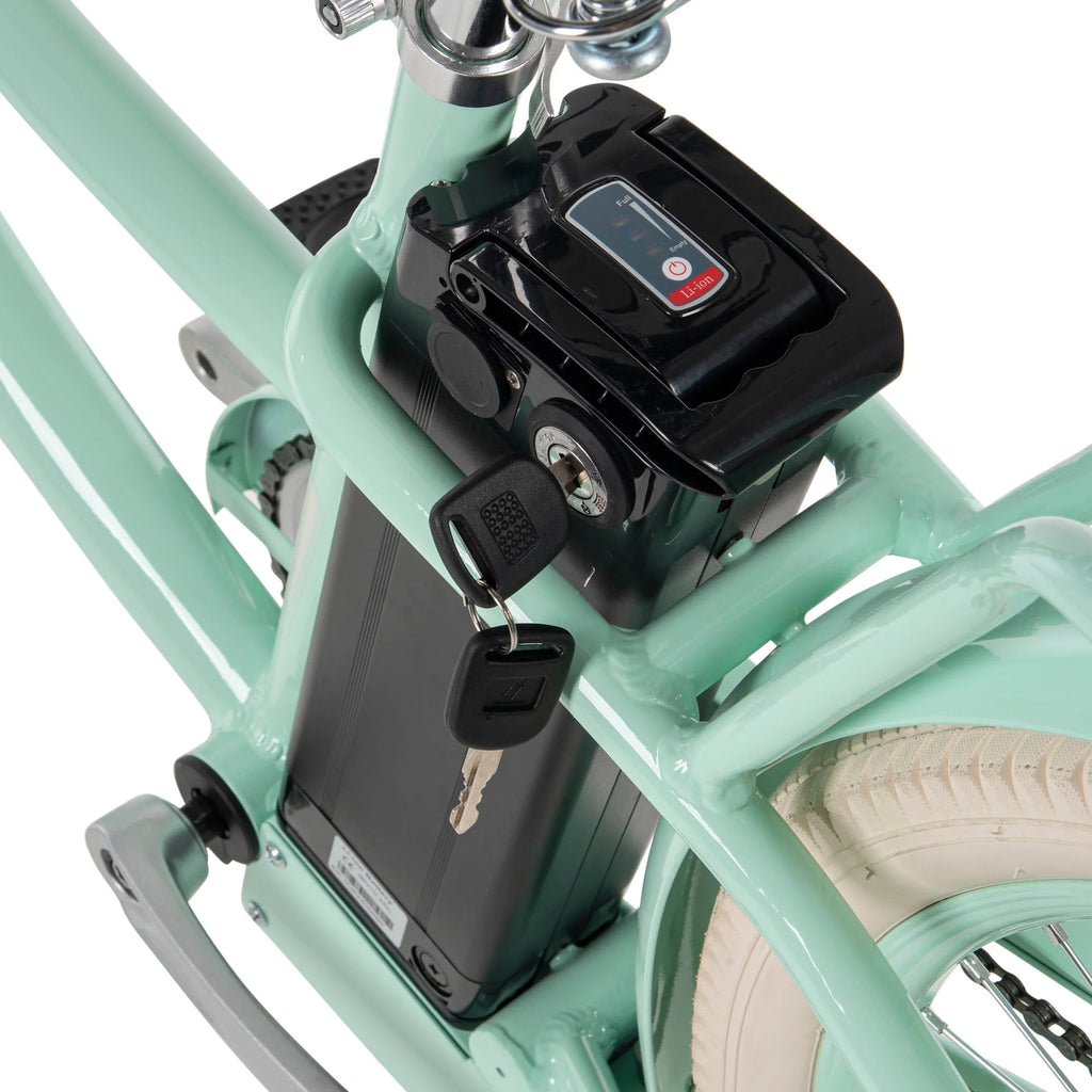26-in 7-Spd Electric Cruiser Bike, Mint Green, 36V, 350W F1051