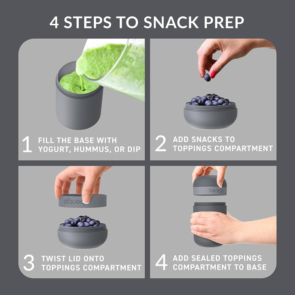 Dark Gray Bento-Style Lunch Box Set With Reusable Snack Cup G61842