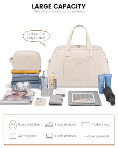 Large Travel Duffle Bag with Laptop Compartment, Beige Z30304