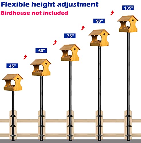 Matte Black 105 Inch Heavy Duty Bird Feeder Pole Kit with 5-Forked Base M3100