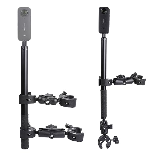 Motorcycle Mount Kit with Double Clamps Handlebar Holder and 155cm Selfie Stick D127951