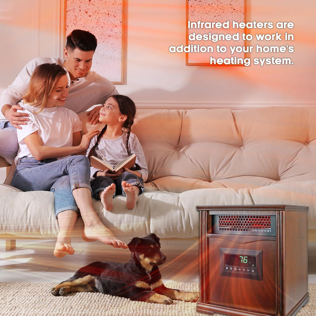 Brown Oak Wood Portable Electric Infrared Quartz Space Heater T6634