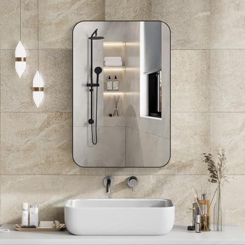 Black Aluminium Profiles Wall Mounted Bathroom Medicine Cabinet N2132