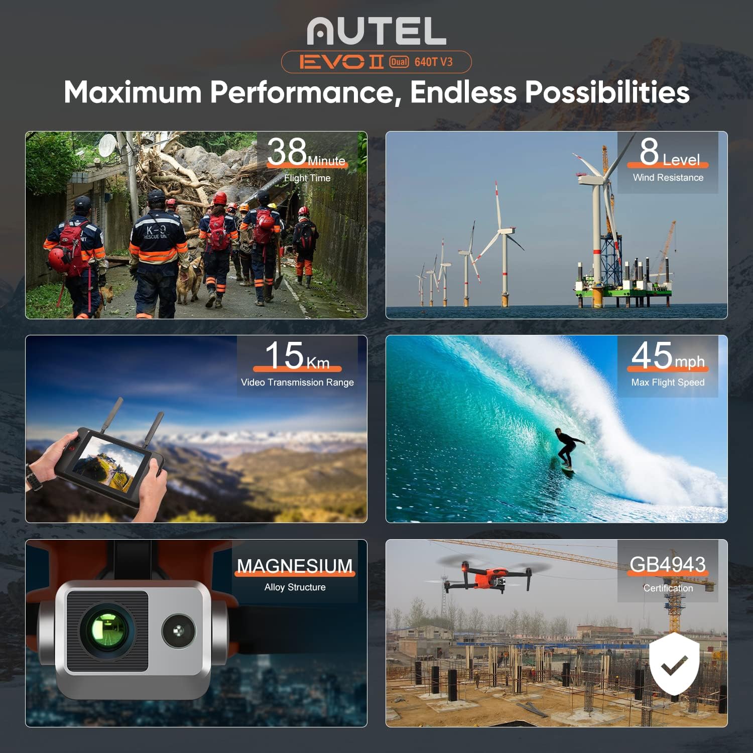 640x512 Thermal Imaging Drone with 8K RYYB Sensor R6114