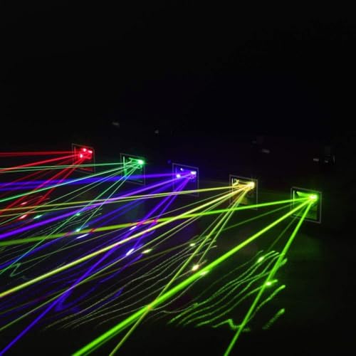 5 Beam Sound Activated DJ Party Lights RGBYC LED Music Projector with Remote Control DMX Q285