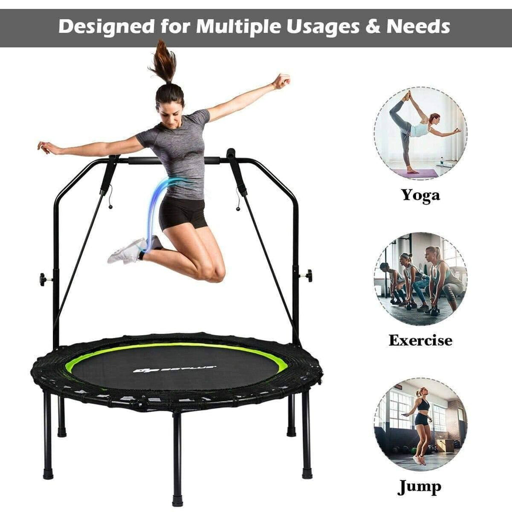 Foldable Fitness Rebounder Trampoline with Resistance Bands M9785