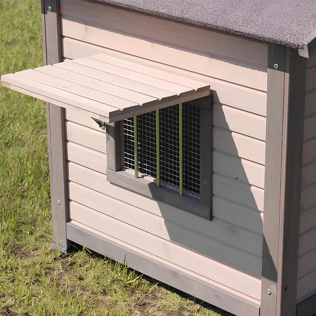 Grey Weatherproof Wooden Dog House with Elevated Floor A3699