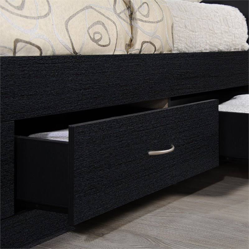 Twin Captain Storage Bed with 3 Drawers in Black W407718