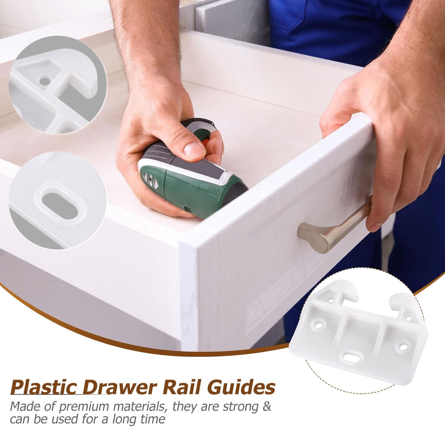 White Plastic Drawer Track Guide 10 Pc S247428