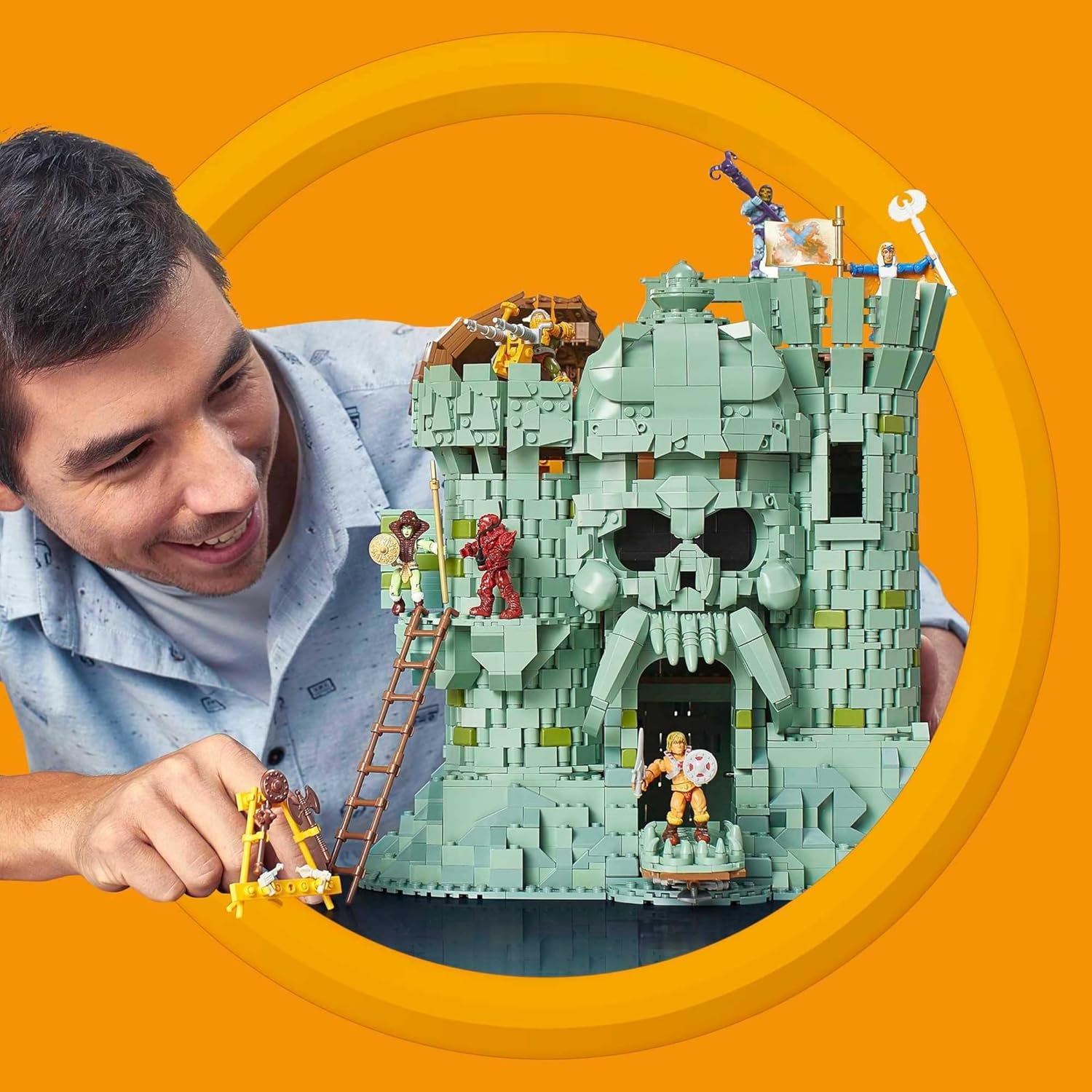 Castle Grayskull Building Set with 3508 Pieces, 6 Poseable Micro Action Figures, 13+ Inches Tall A63172