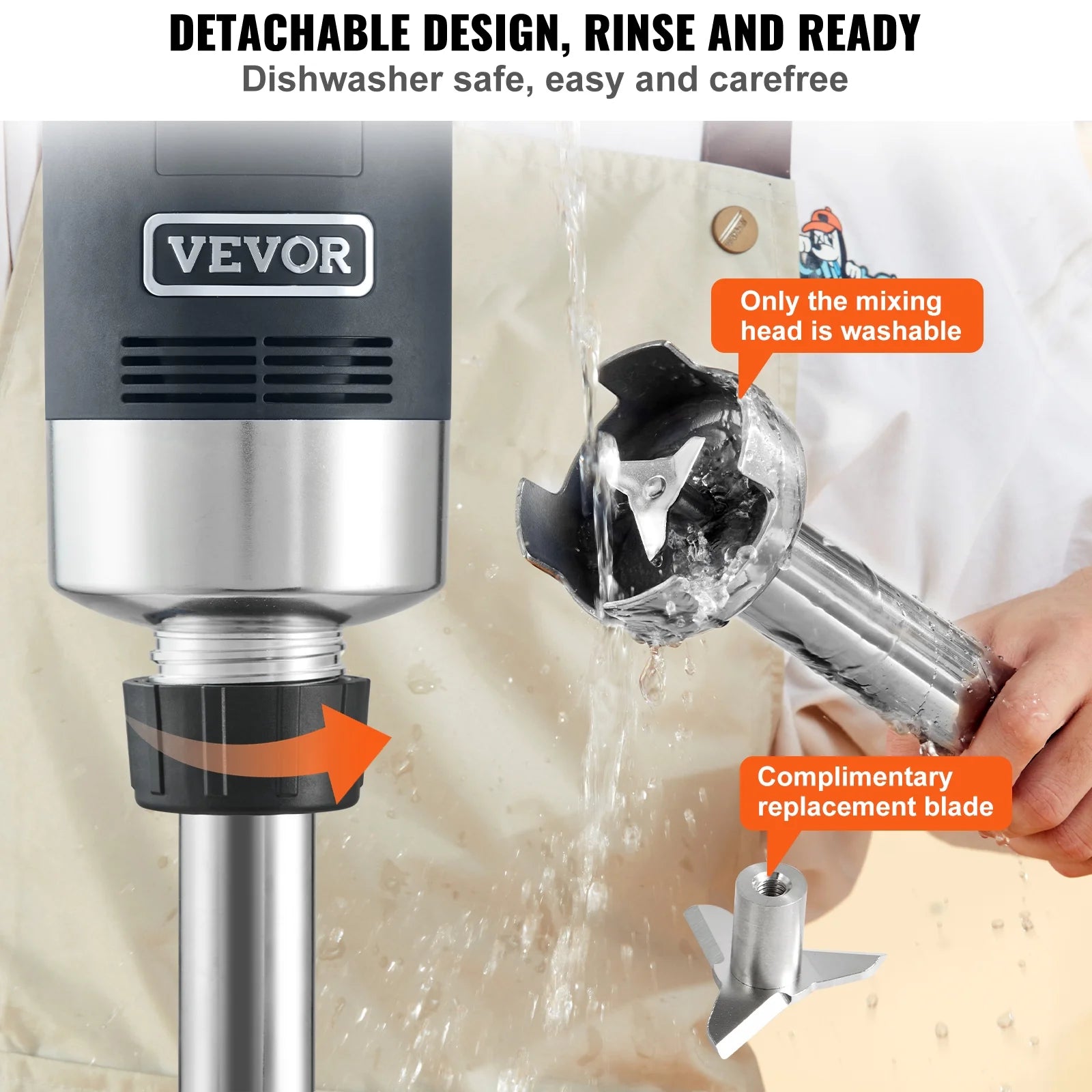 Commercial Immersion Blender Heavy Duty Hand Mixer 750W Variable Speed S975450