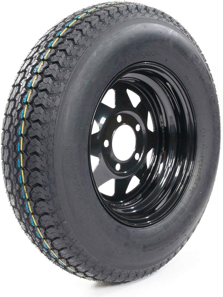 13" Trailer Wheel & Tire with Bias ST175/80D13 Tire Mounted Black Spoke, Set of 2 J62968