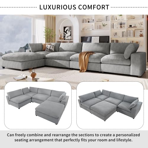 Beige Oversize Modular Sectional Sofa with Removable Ottoman X572646