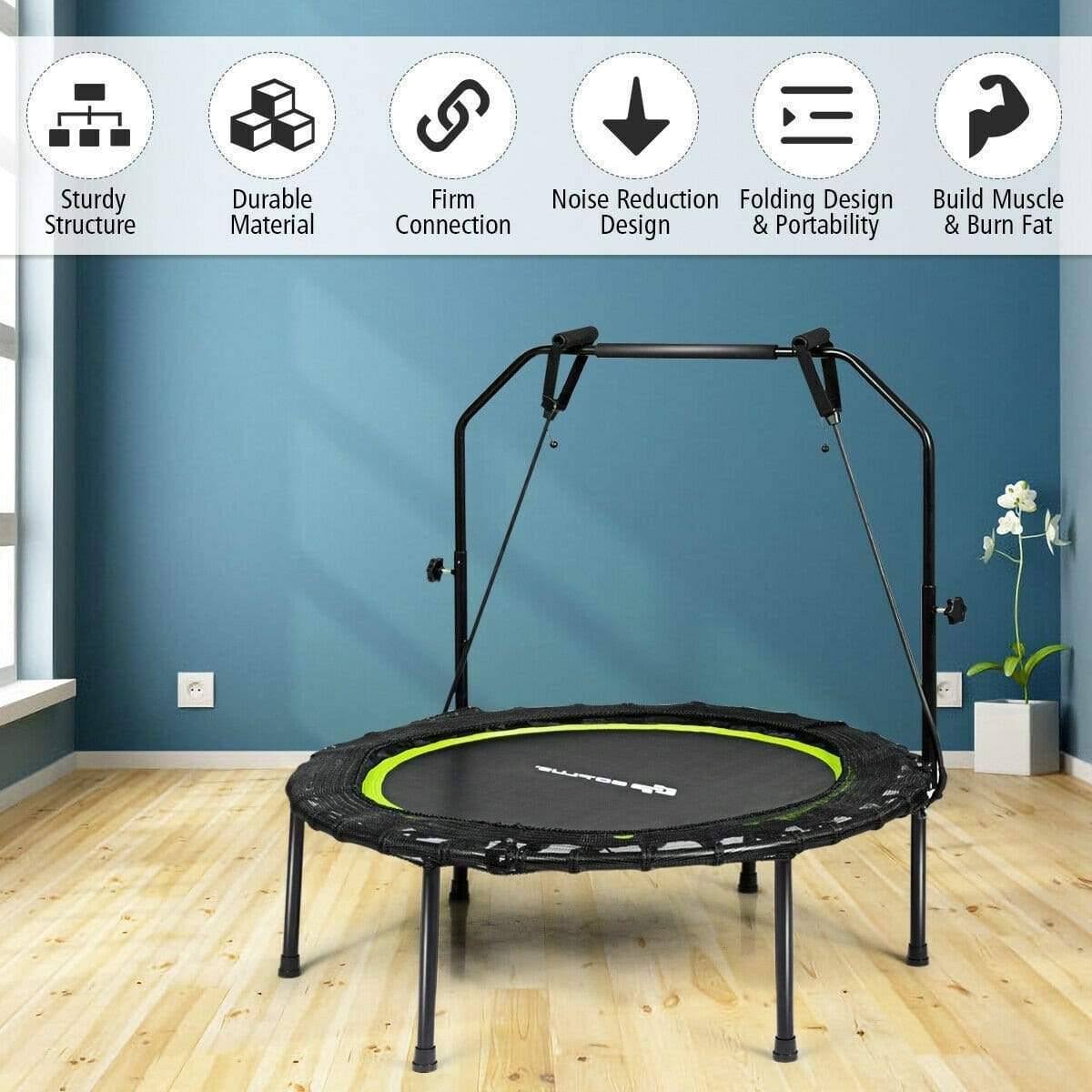 Foldable Fitness Rebounder Trampoline with Resistance Bands M9785