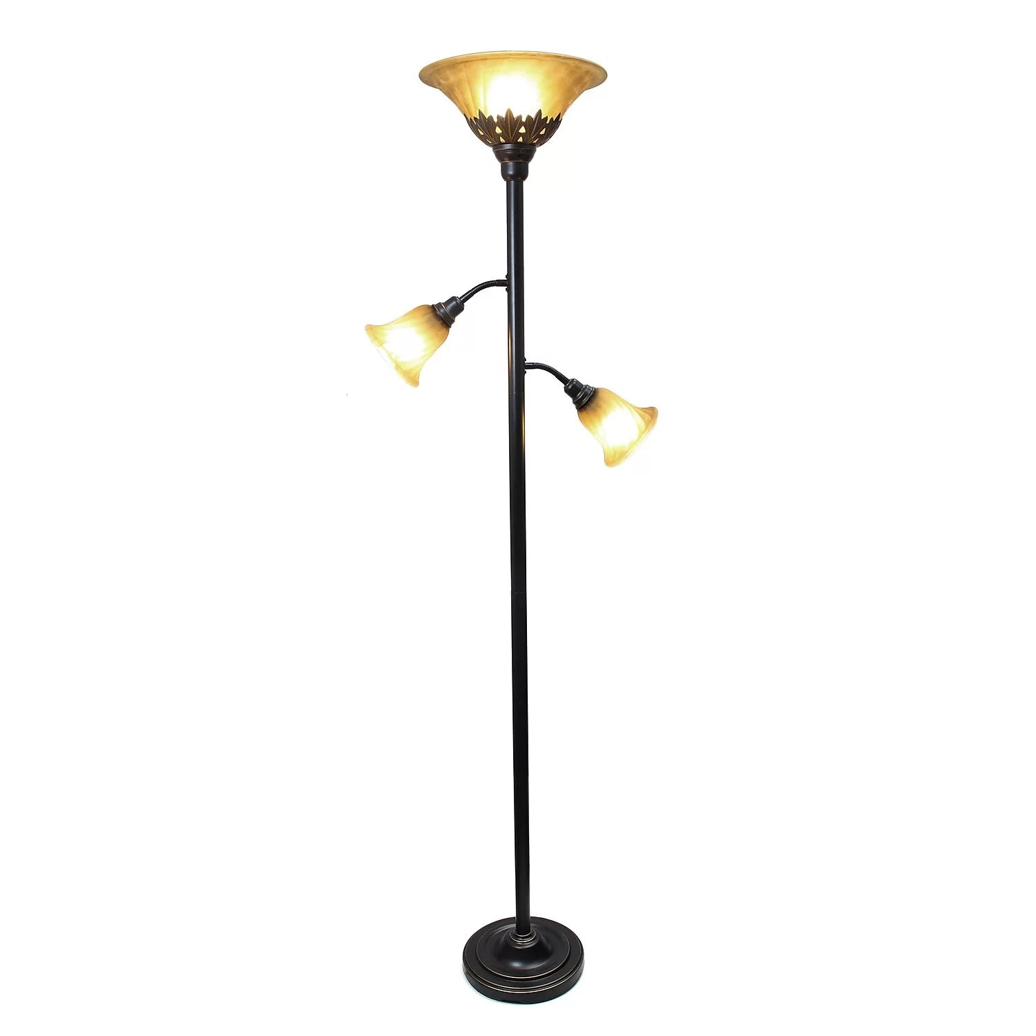 3 Light Floor Lamp with Scalloped Glass Shades X43512