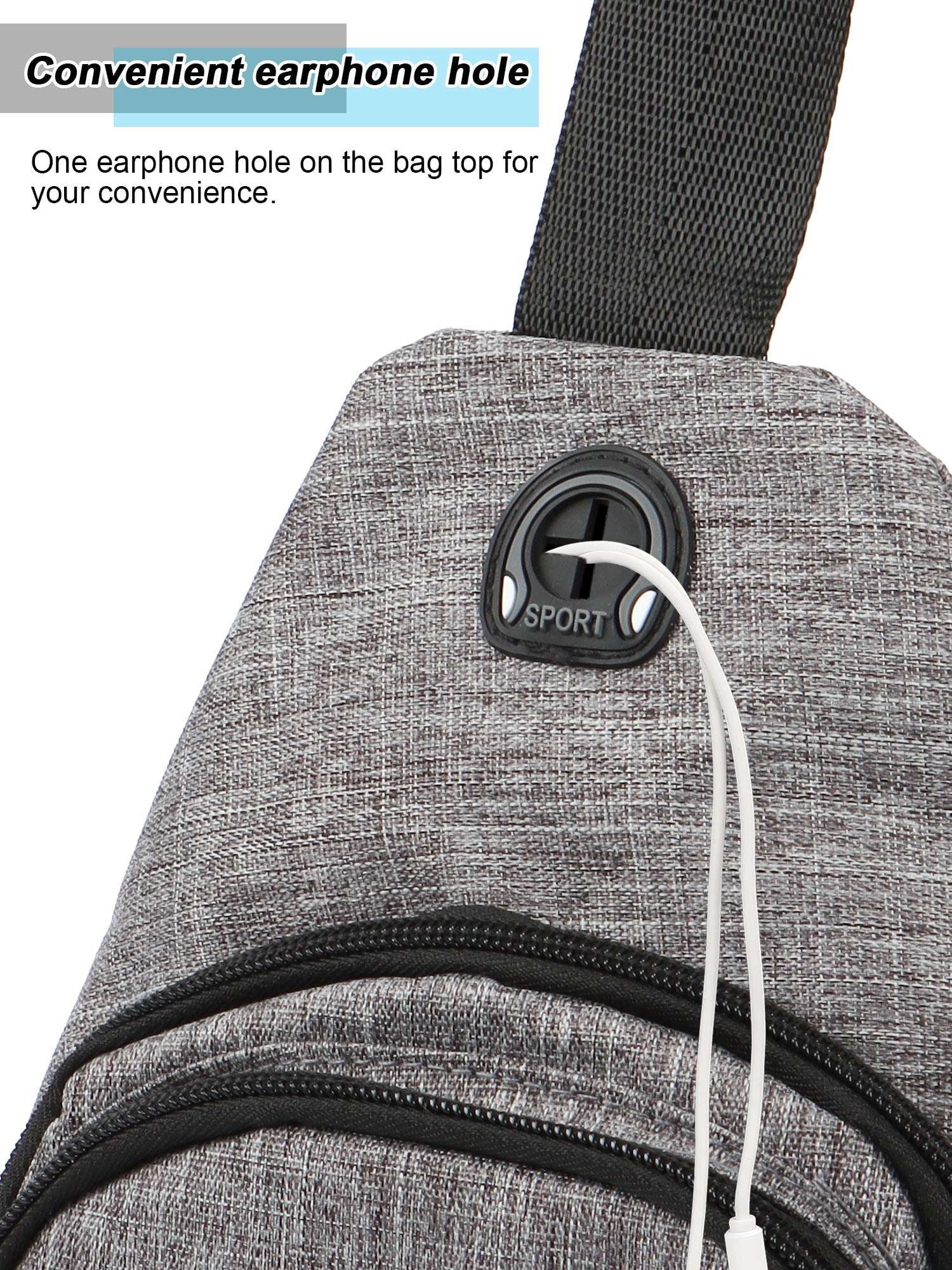 Small Casual Sling Bag Crossbody Backpack with Adjustable Shoulder Strap Black & Gray X3672