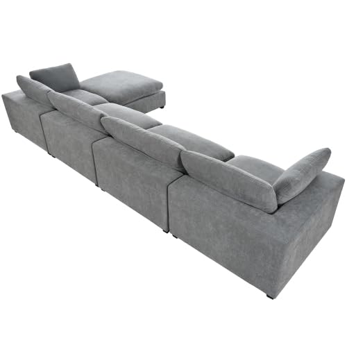 Beige Oversize Modular Sectional Sofa with Removable Ottoman X572646