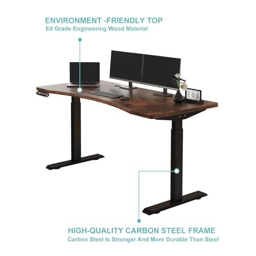 Rustic Brown Electric Standing Desk 55x30 Inch Y586827