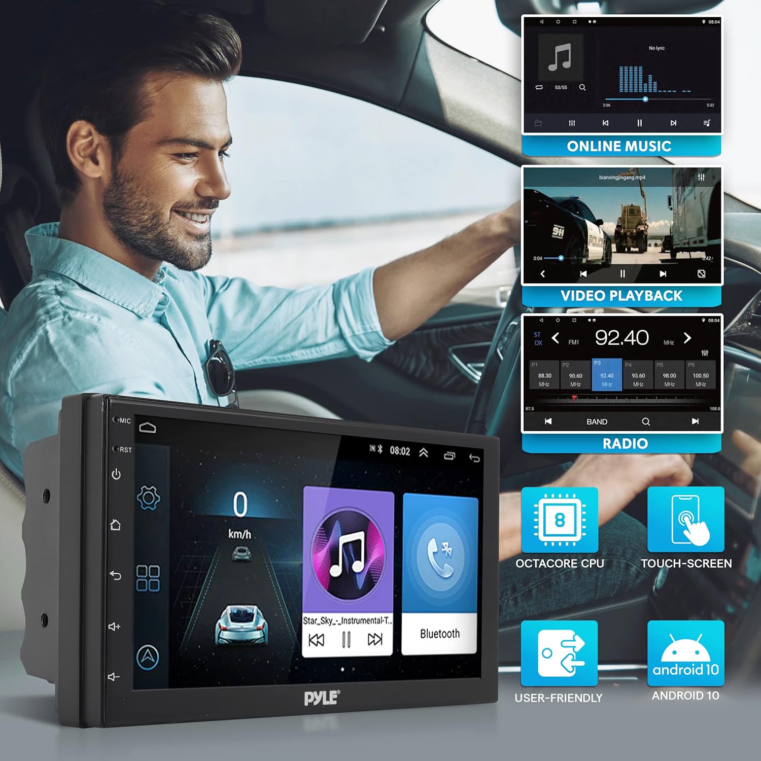 Double DIN 7inch HD 1080p Touch Screen Car Stereo Receiver with Bluetooth H992