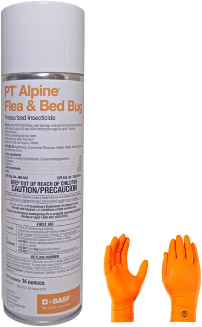 Heavy Duty Flea and Bed Bug Pressurized Insecticide with Protective Gloves and Pest Identification Card V449