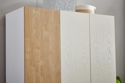 White Wood 4-Door Armoire Wardrobe Closet with Hanging Rod B863786