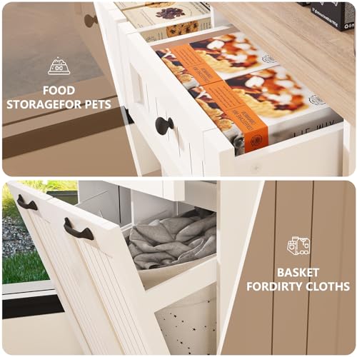 White Double Tilt Out Trash Cabinet with Pull-Out Drawers G726