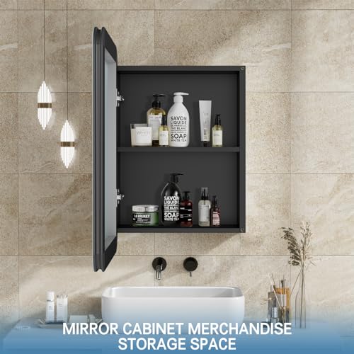 Black Aluminium Profiles Wall Mounted Bathroom Medicine Cabinet N2132