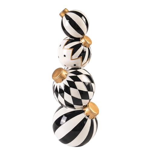 Black and White Checkered Resin Snowman Christmas Decorations V12085