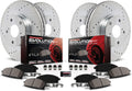 Front and Rear Carbon Fiber Brake Pads with Drilled & Slotted Brake Rotors Kit F385067