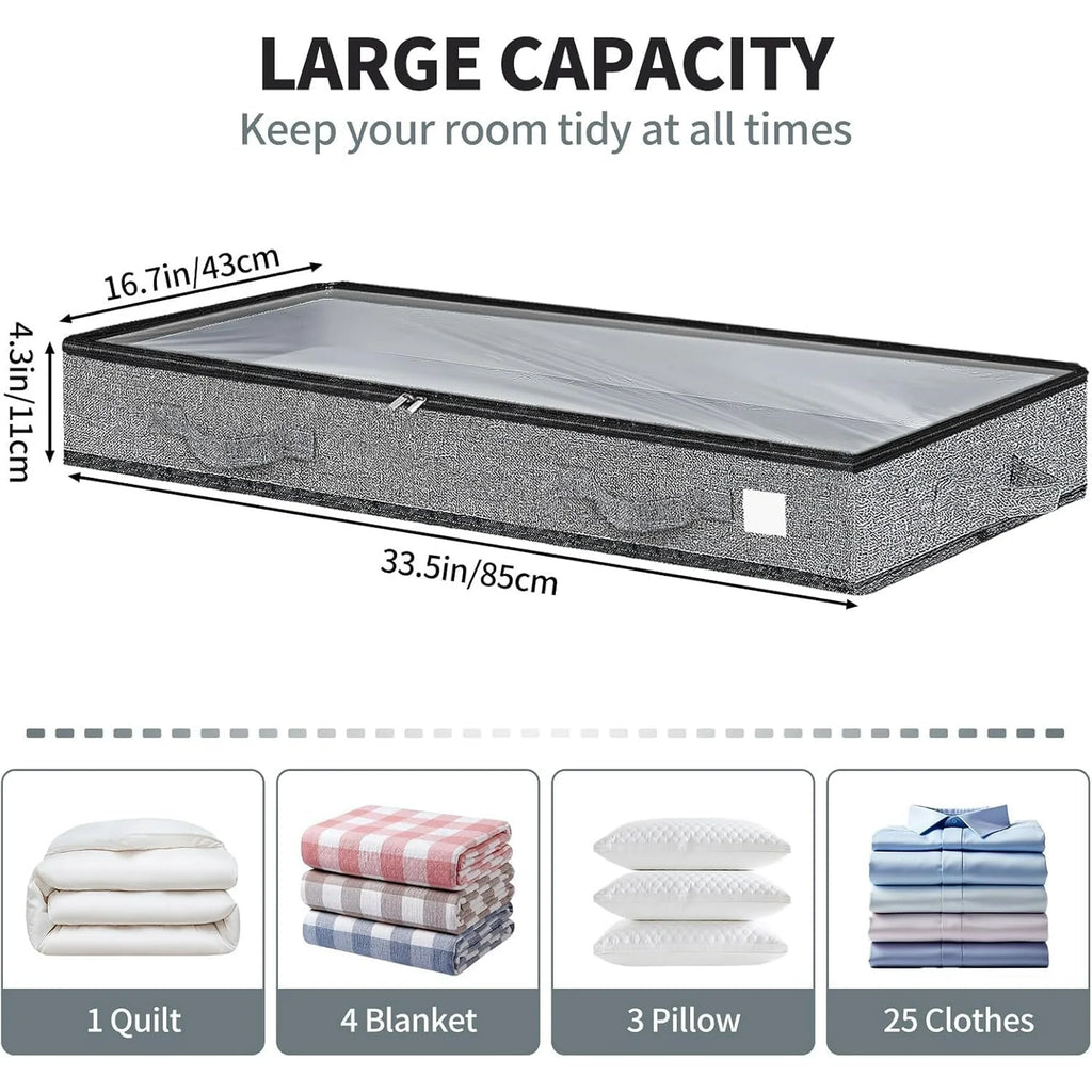 5Pack Low Profile Under Bed Storage Containers with Transparent Plastic Visual Window N38266