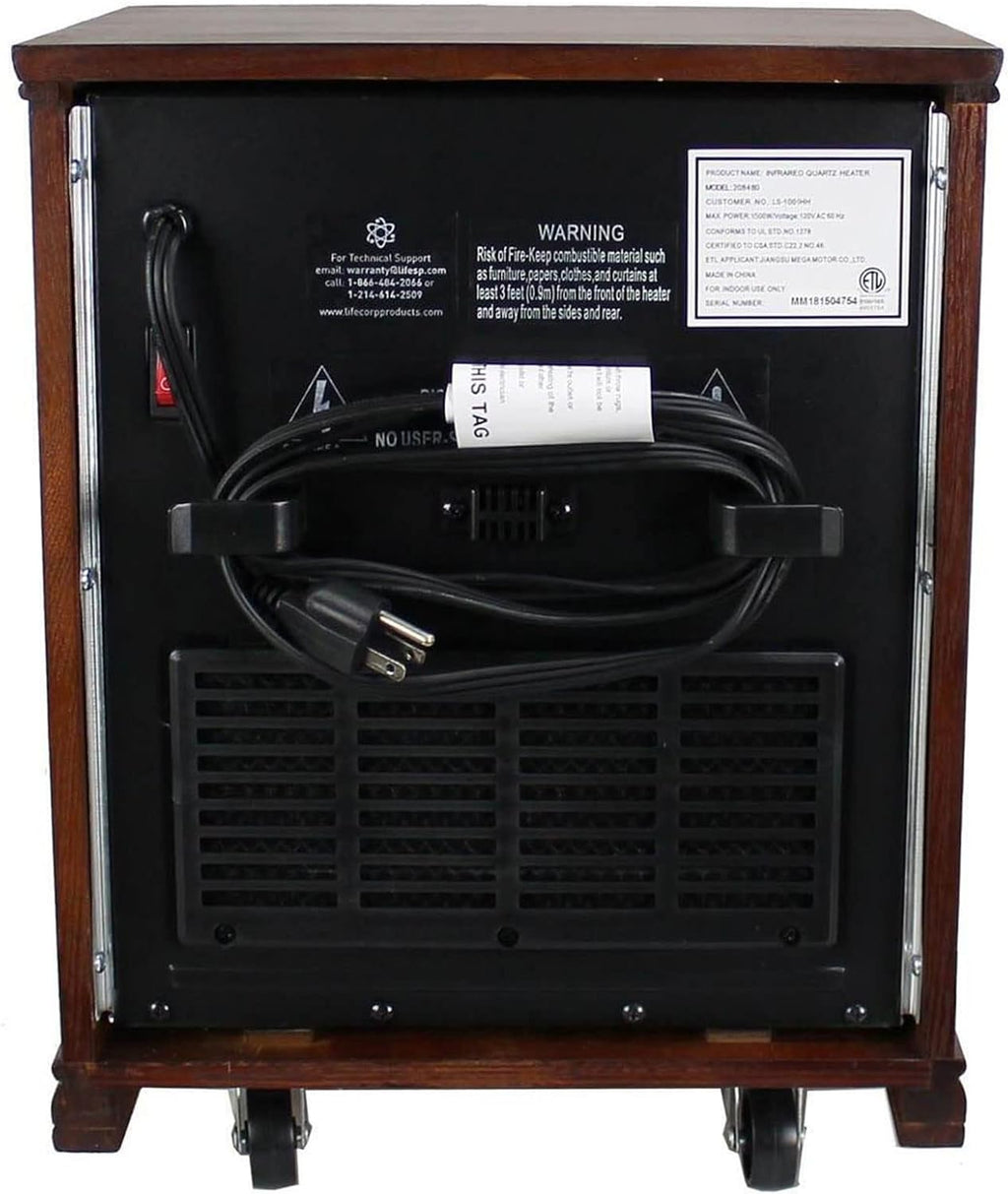Brown Oak Wood Portable Electric Infrared Quartz Space Heater T6634