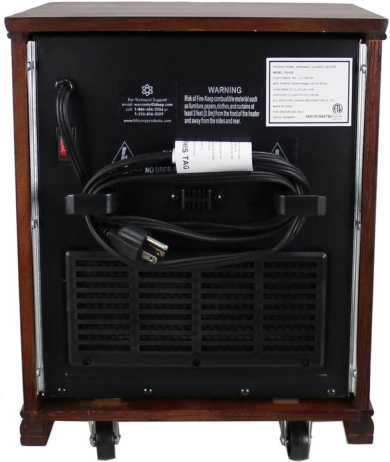 Brown Oak Wood Portable Electric Infrared Quartz Space Heater T6634