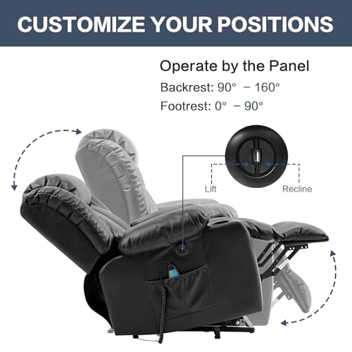 Ochre Leather Power Lift Recliner Chair with Massage & Heat H28136