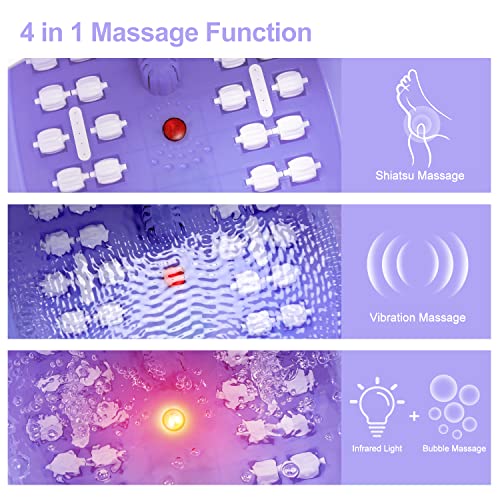 Blue Foot Spa Bath Massager with Heat Bubbles, Vibration Massage, Jets, Red Light, 22 Massage Rollers, Adjustable Temp Q20095