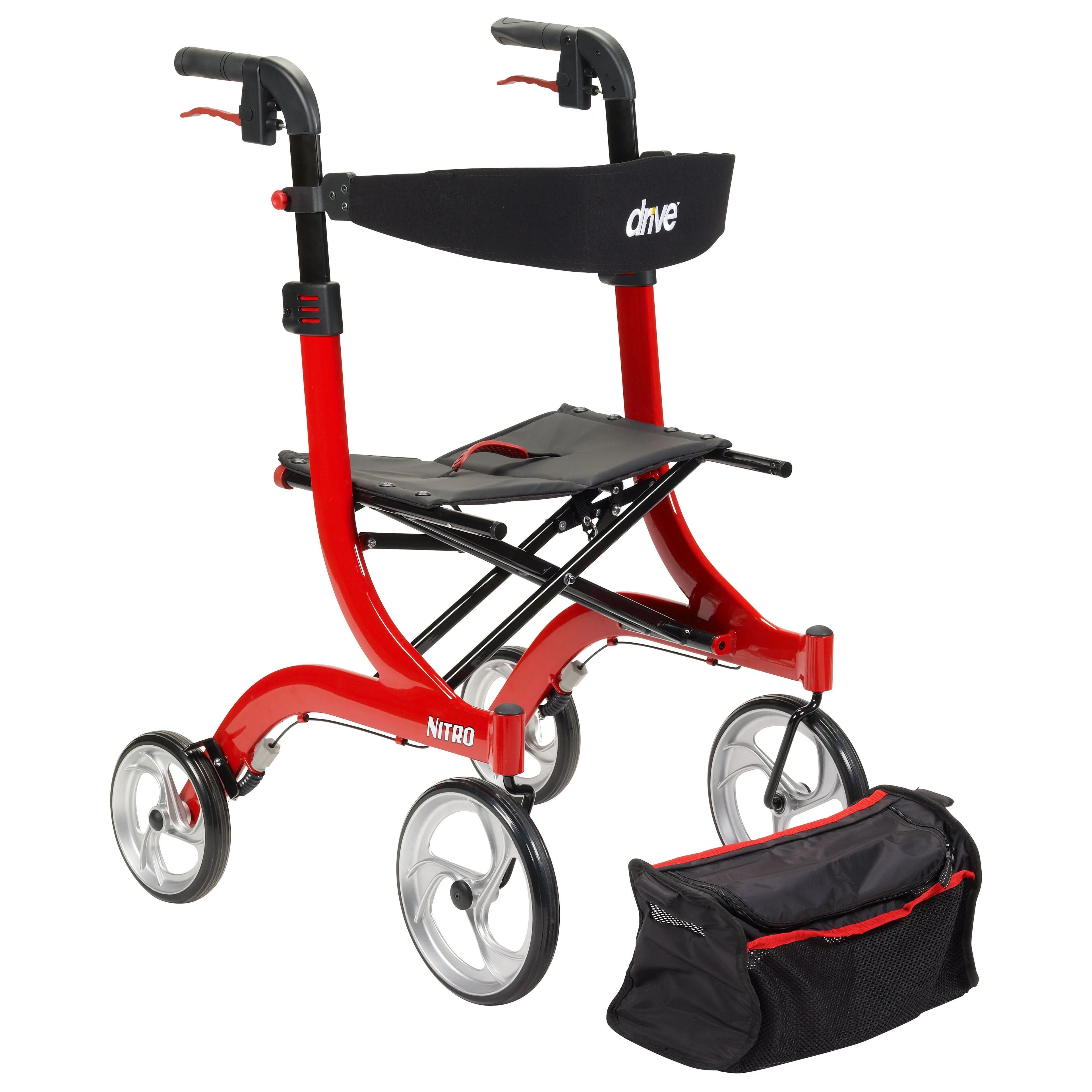 Red Rollator Rolling Walker A7224
