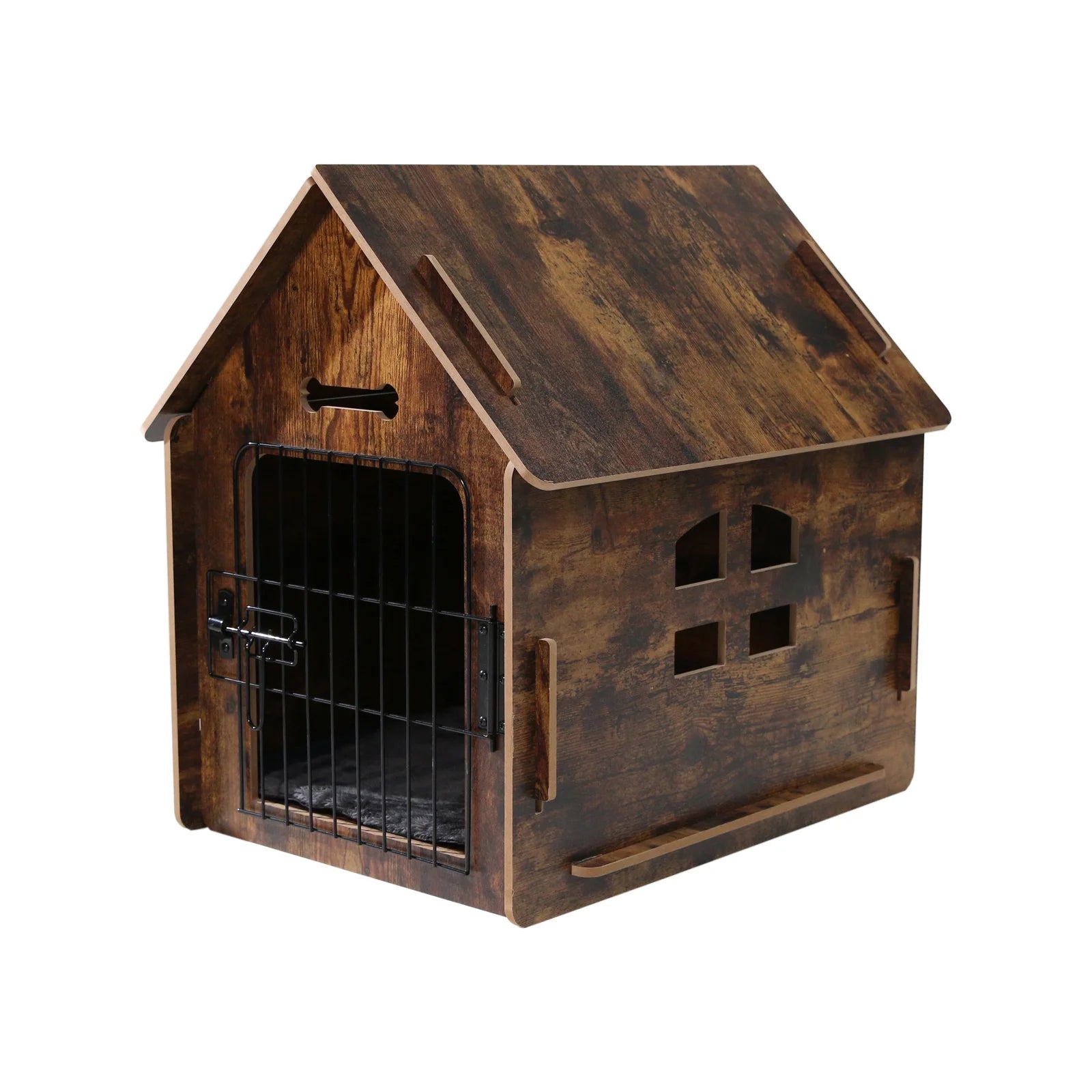 Brown Wooden Dog House with Door and Roof I89093