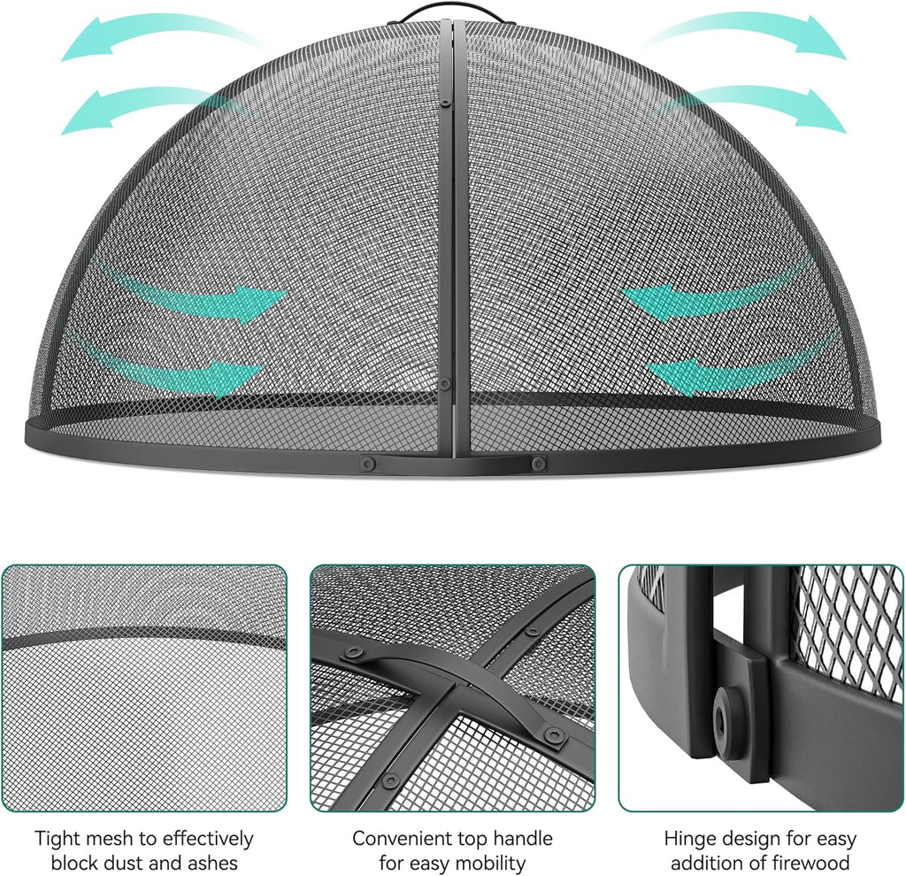 Heavy-Duty Fire Pit Spark Screen with Handle and Poker B8397