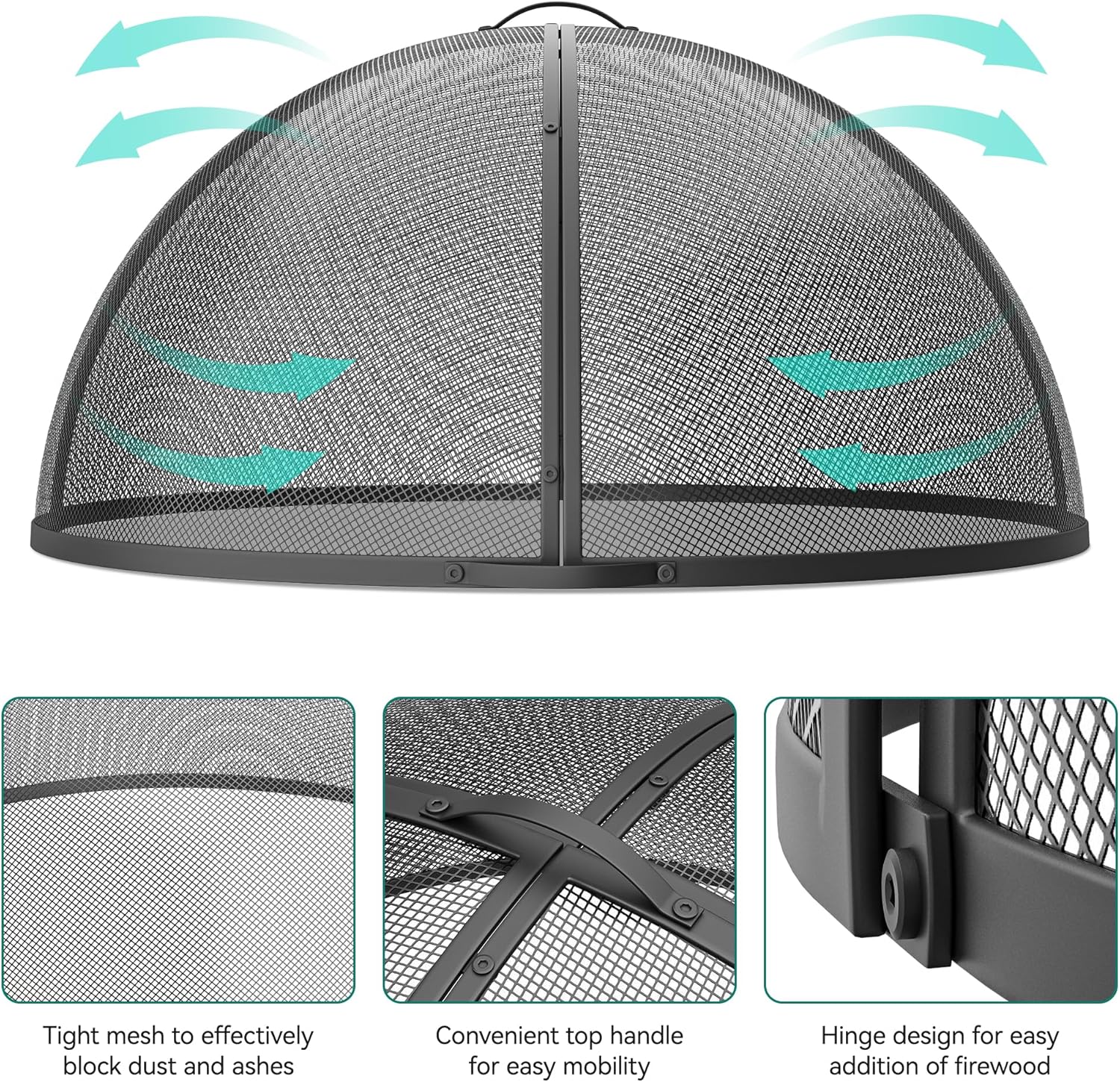 Heavy-Duty Fire Pit Spark Screen with Handle and Poker B8397