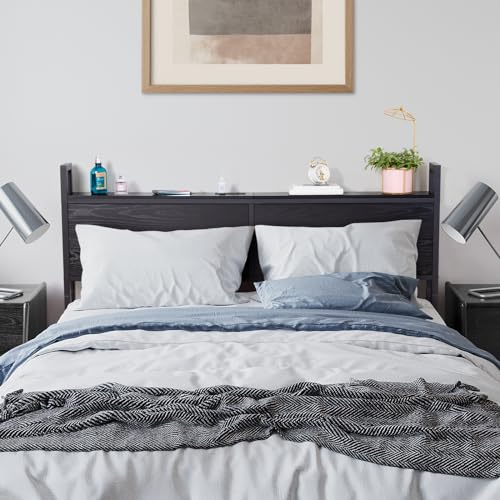 Queen Headboard with Storage, Adjustable Height, Rustic Brown C883